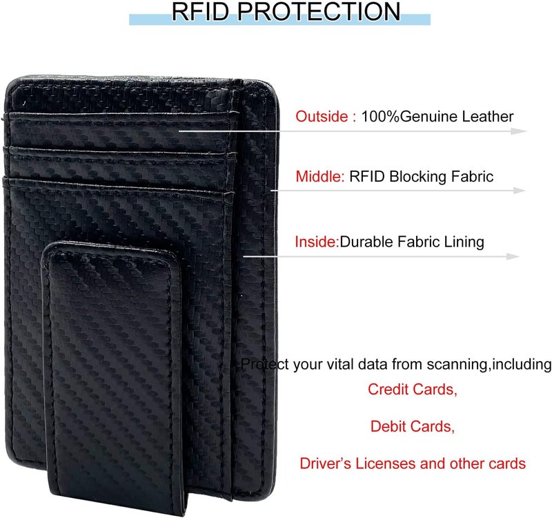 HOPSOOKEN Money Clip RFID Front Pocket Wallet Men Leather Slim Minimalist Wallet - Image 4